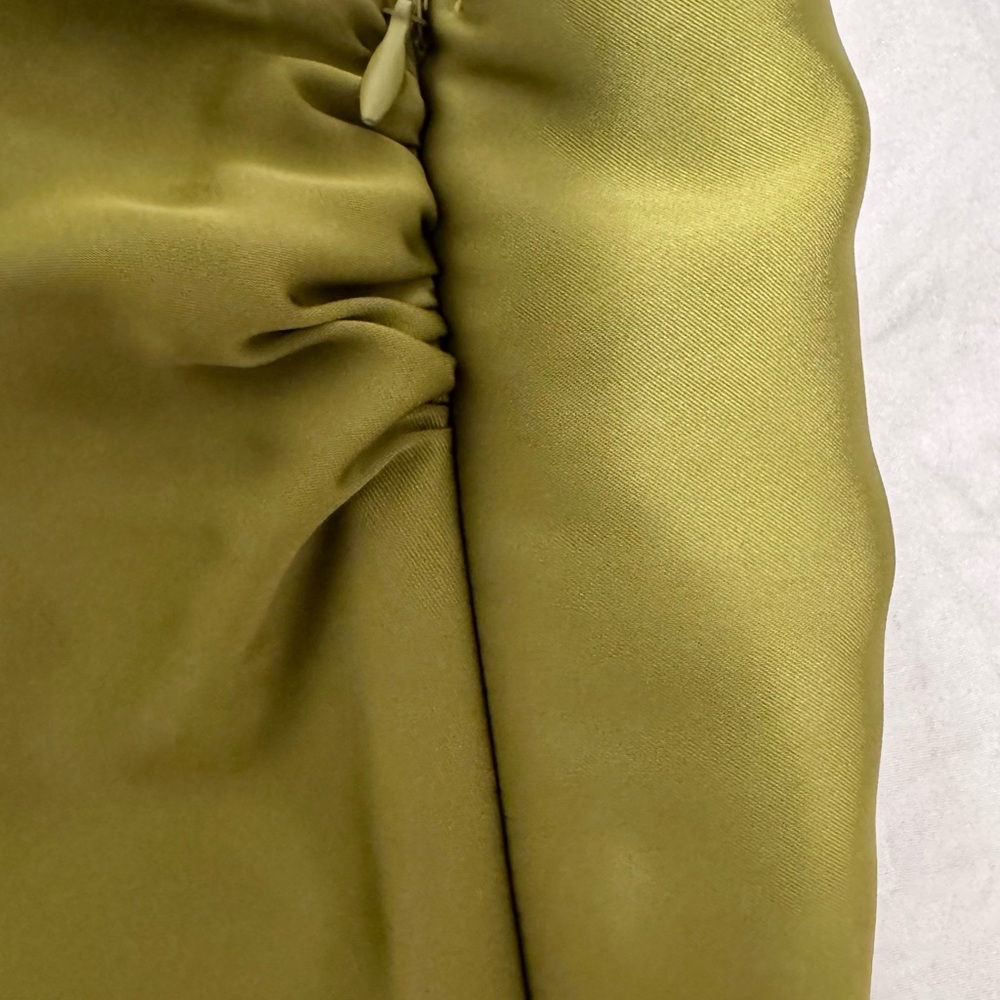 Zara Olive One Shoulder Satin Maxi Dress Size XS - Picture 5 of 5